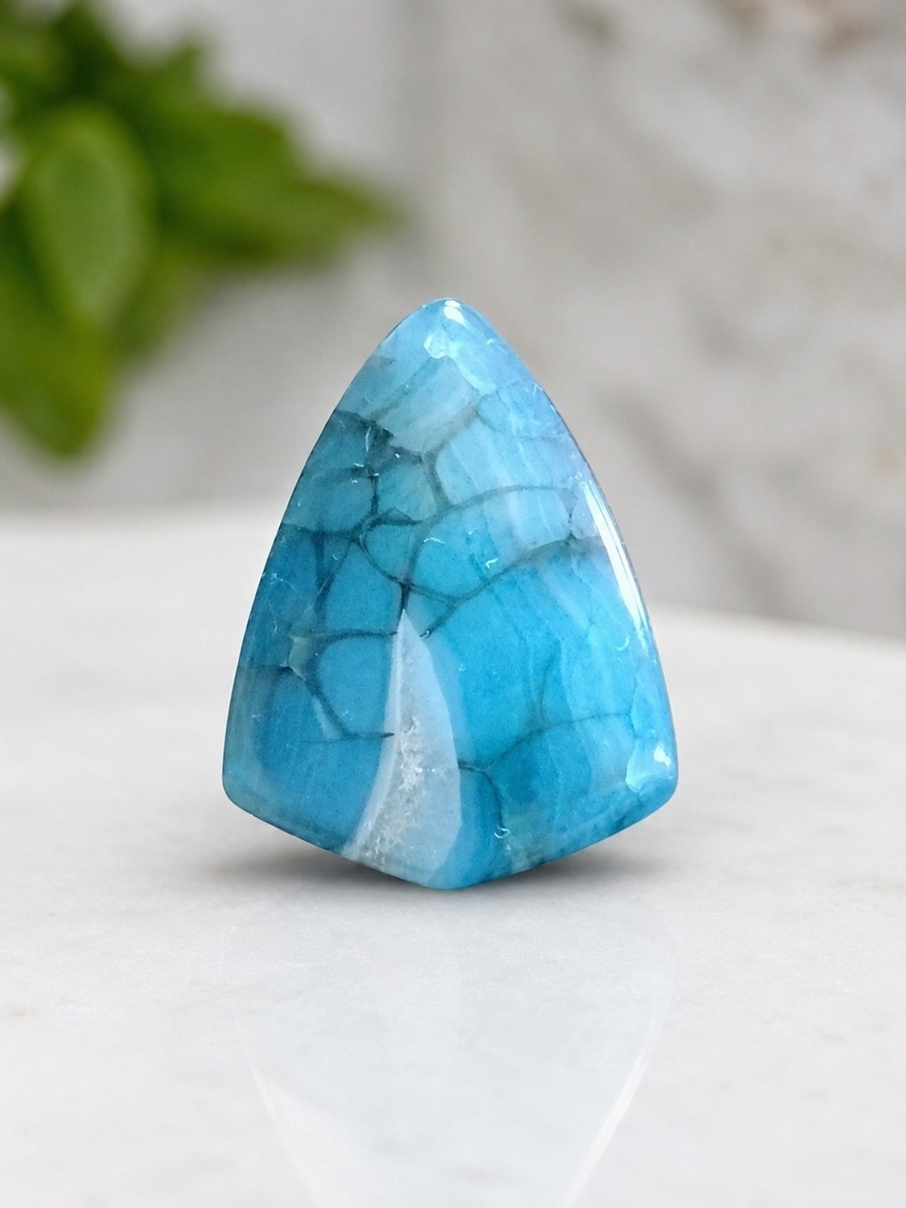 Blue Dragon Vein Agate Gemstone Pendant - Triangle Focal Stone - Jewelry Making
